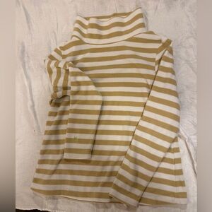 Dudley Stephens Cream and Tan Striped Turtleneck Park Slope Vello Fleece
